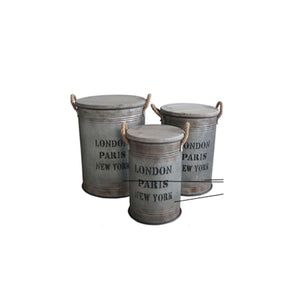 Antiqued Metro Storage Containers, 3Piece Set