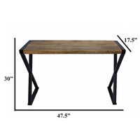 Industrial Design Console Table For Entryways With Wooden Top and Metal X Base