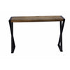 Industrial Design Console Table For Entryways With Wooden Top and Metal X Base