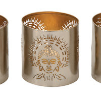 Gorgeous Metal Buddha Votive Holder Set Of 3