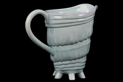 Unique & Dazzling Ceramic Seashell Pitcher W- Multi Tiny Stand In Blue