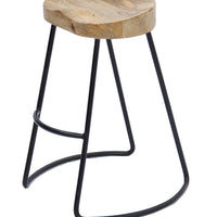 Classy Wooden Barstool with Iron Legs (Long)