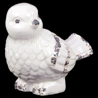 Weathered Effect Chic & Adorable Ceramic Bird W- Glossy Finish In White
