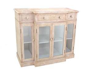 34" X 14" X 42 Beige Vintage French Style Distressed Hallway Cabinet