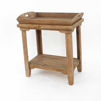 18" X 18" X 23" Natural Rustic Wooden Table With Serving Tray Top