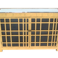 32" X 16" X 48" Gold Rustic Gold Lattice Wooden Cabinet