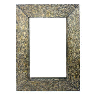 4" X 34" X 48" Bronze Coastal Dressing Mirror With Gravel-Like Mosaic Frame