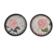 9.06" X 0.91" X 9.06" Multi-Color Rustic Living-Room Flower Plate Painting Set