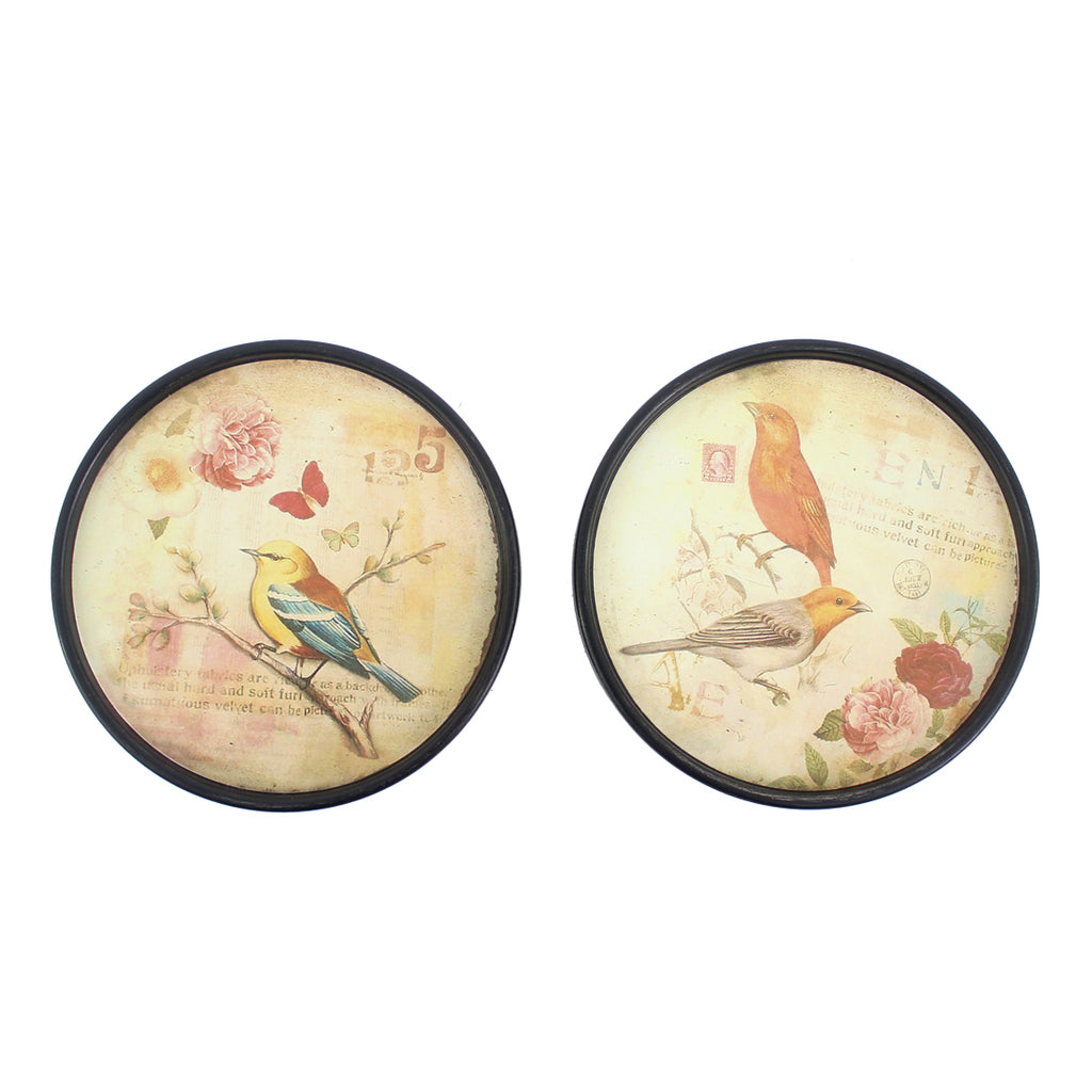 9.06" X 0.91" X 9.06" Multi-Color Rustic Living-Room Bird Plate Painting Set