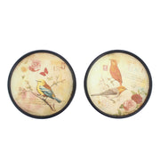 9.06" X 0.91" X 9.06" Multi-Color Rustic Living-Room Bird Plate Painting Set