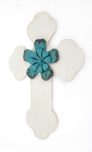 23.75" X 15.75" White Rustic Cross Wooden Wall Decor