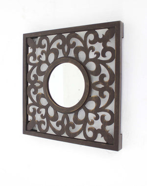 24" X 1" X 24" Brown Vintage Espresso Finished Wall Mirror