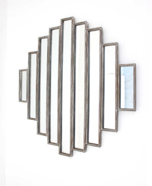 2" X 36" X 36" Silver Rustic Multi Mirrored Wall Sculpture