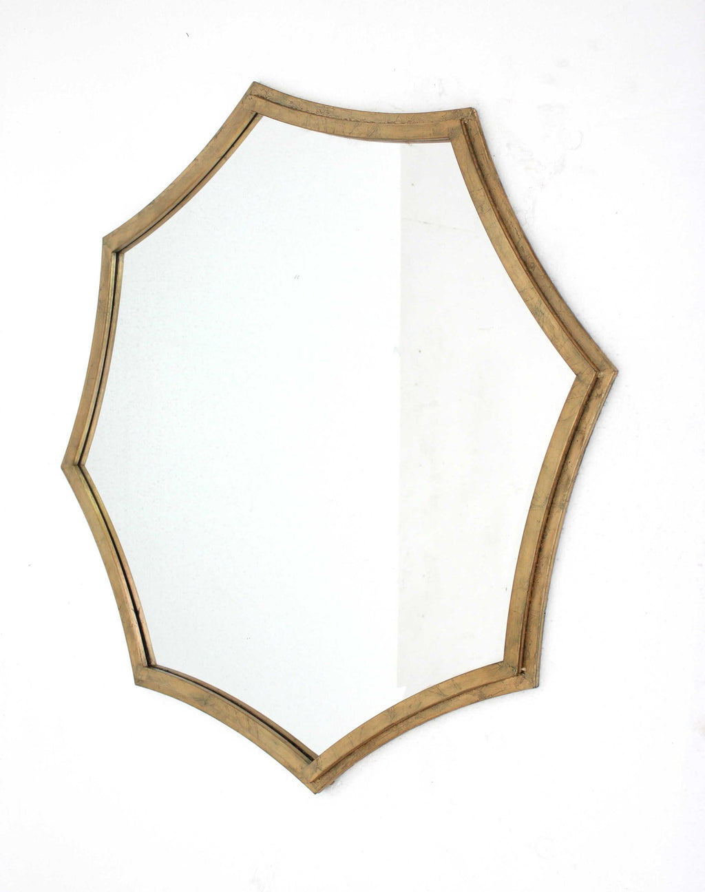 33" X 1" X 33" Gold Cosmetic Mirror With Minimalist Curved Hexagon Frame