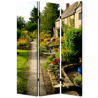 48" X 72" Multi-Color Wood Canvas English Garden Screen