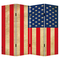 84" X 84" Multi-Color Wood Canvas American Flag Screen