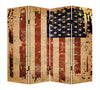 84" X 84" Multi-Color Wood Canvas American Flag Screen