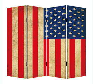 84" X 84" Multi-Color Wood Canvas American Flag Screen