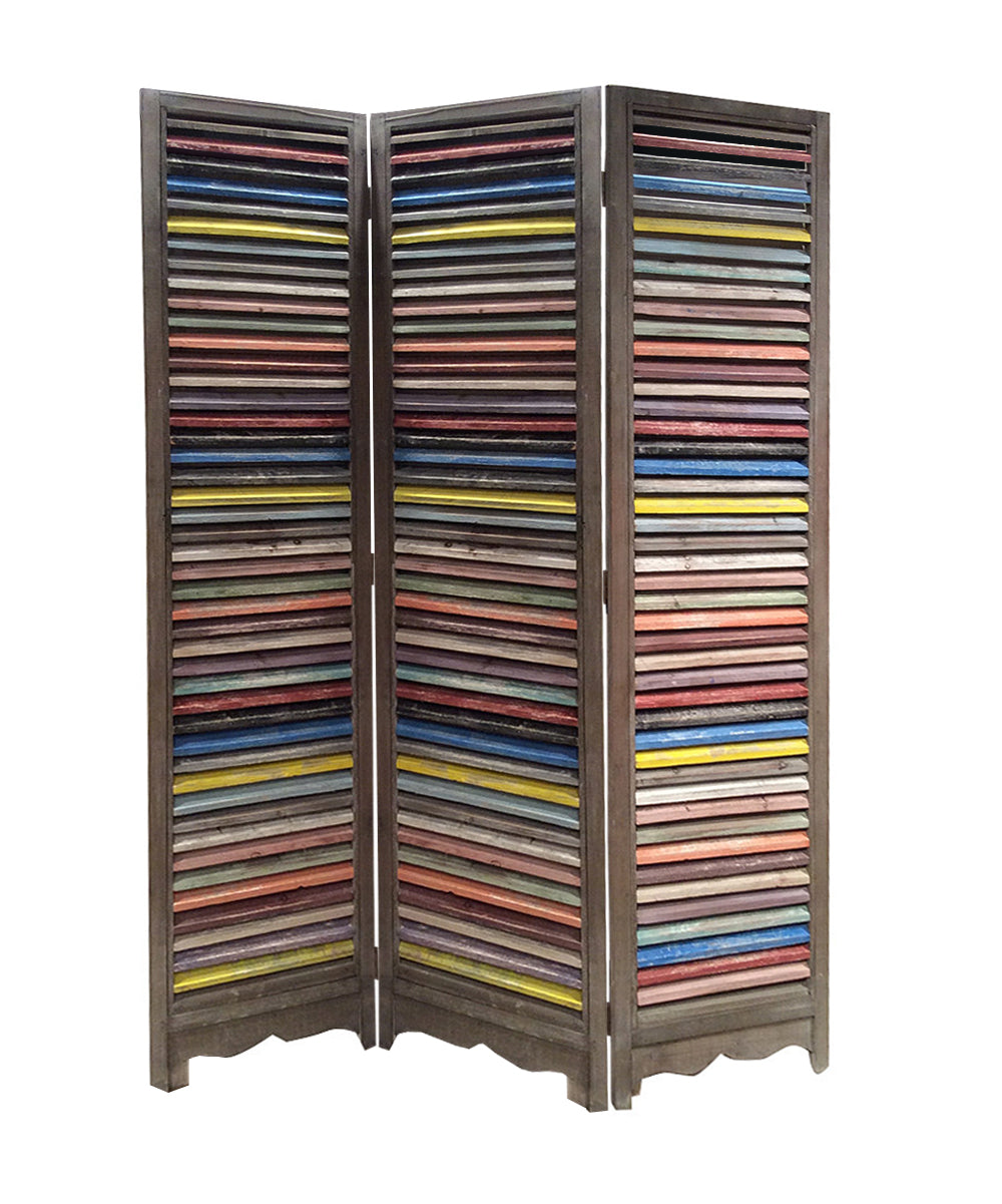 71" X 48" Multi-Colored Wood Shutter Screen