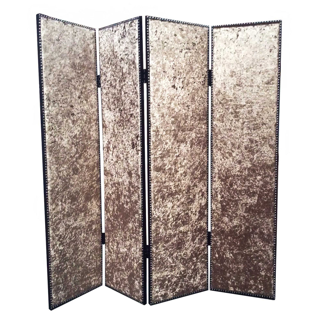 84" X 80" Bronze Wood & Fabric Screen