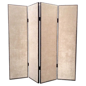 84" X 84" Beige Wood & Fabric Chateau Screen