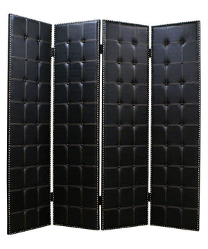 84" X 84" Black Faux-leather Screen