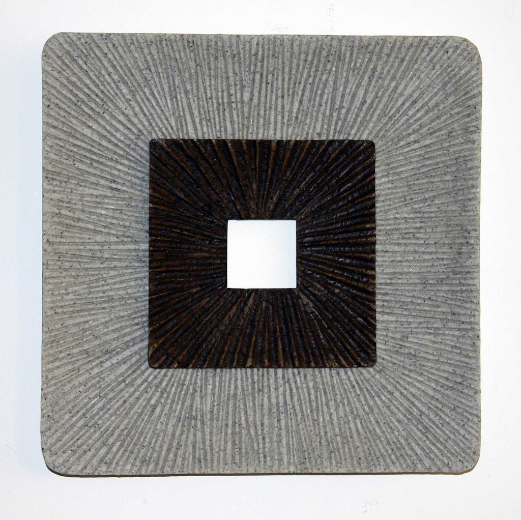 14" X 2" Brown & Gray Enclave Square Ribbed Wall Art