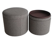 19" X 19" Brown Tweed Storage Ottoman