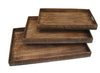 19" X 12" Brown Wood Tray Set