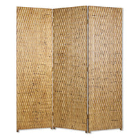 72" X 63" Gold Wood 3 panel screen