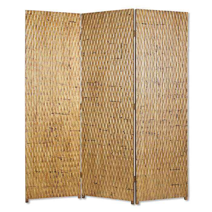 72" X 63" Gold Wood 3 panel screen