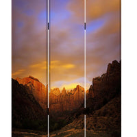 48" X 72" Multi-Color Wood Canvas Desert Screen