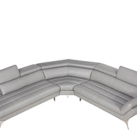 30" Grey Leather Foam and Steel Couch