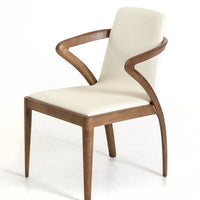 Mod Walnut Wood and Cream Faux Dining Chair