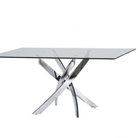 30" Glass and Steel Rectangular Dining Table