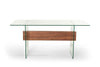 30" White and Walnut Veneer MDF and Glass Desk with Shelves