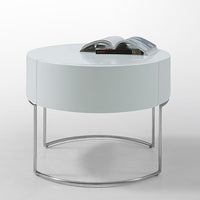 16" White Lacquer Stainless Steel Nightstand