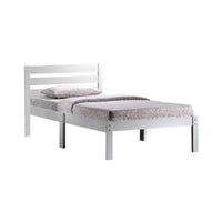 Solid Wood Twin Tufted White Bed