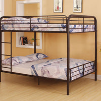 79" X 57" X 65" Dark Brown Metal Tube Full Over Full Bunk Bed