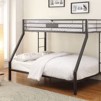 83" X 63" X 65" Full Xl Over Queen Black Sand Metal Bunk Bed