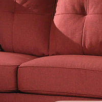 84" X 31" X 35" Red Linen Sofa With 2 Pillows