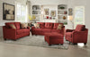 84" X 31" X 35" Red Linen Sofa With 2 Pillows