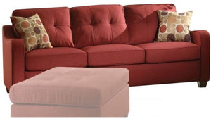 84" X 31" X 35" Red Linen Sofa With 2 Pillows