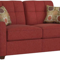 59" X 31" X 35" Red Linen Loveseat With 2 Pillows