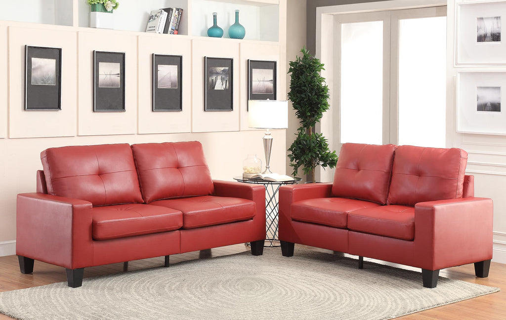 71" Red Pu Platinum  Sofa And Loveseat