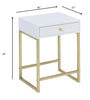 Sleek White and Brass End or Side Table