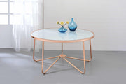 22" X 22" X 22" Frosted Glass And Rose Gold End Table