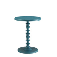 17" X 17" X 22" Teal Solid Wood Leg Side Table