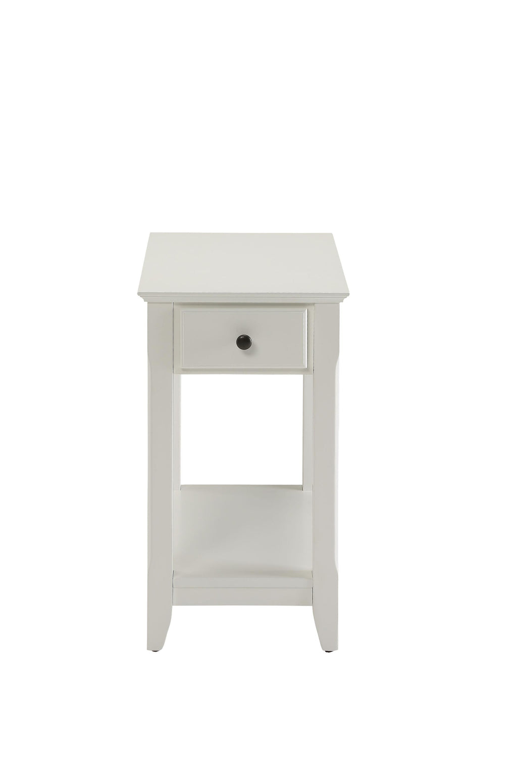 13" X 22" X 23" White Wood Veneer Side Table