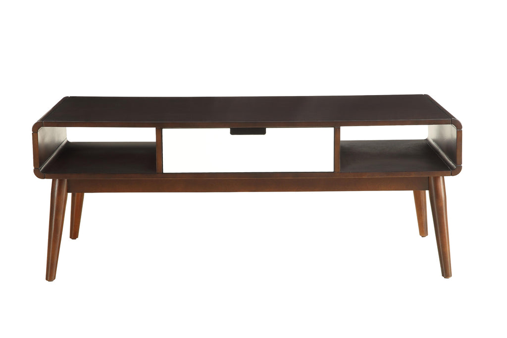 47" X 24" X 18" Walnut And White Coffee Table